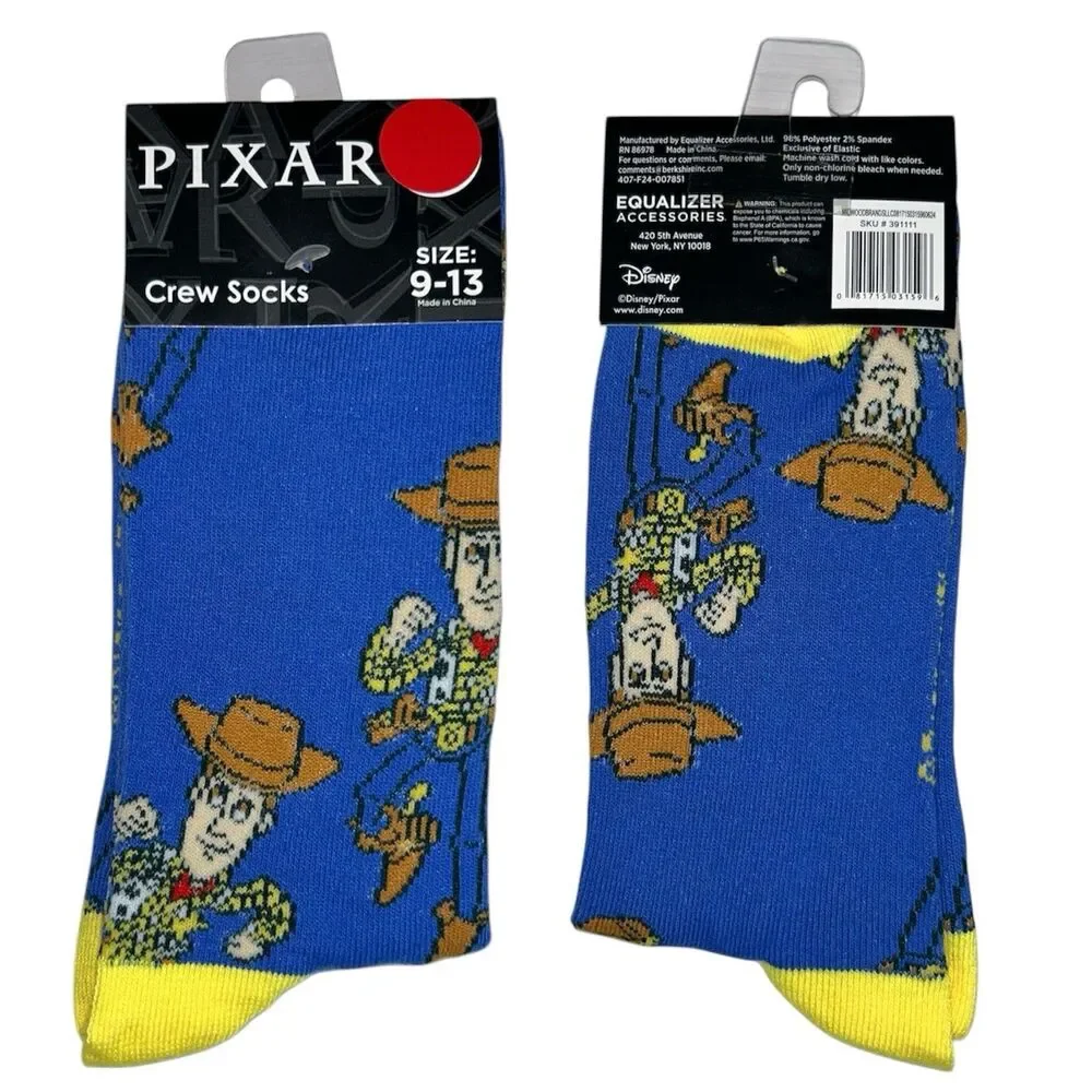 1x Toy Story Woody Novelty Crew Socks Adult Set Size 9-13